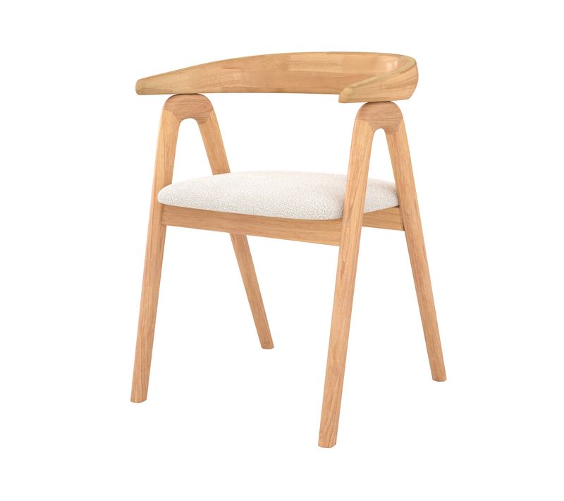Chaise En Bois D'hévéa Clair Et Tissu Bouclé Crème - Hawa