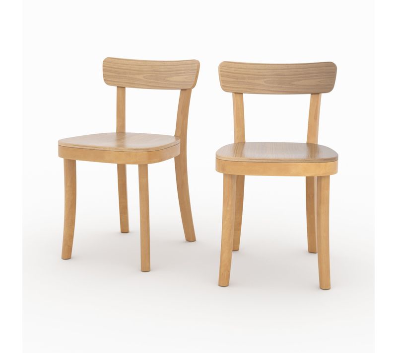Lot De 2 Chaises En Bois Clair - Keno