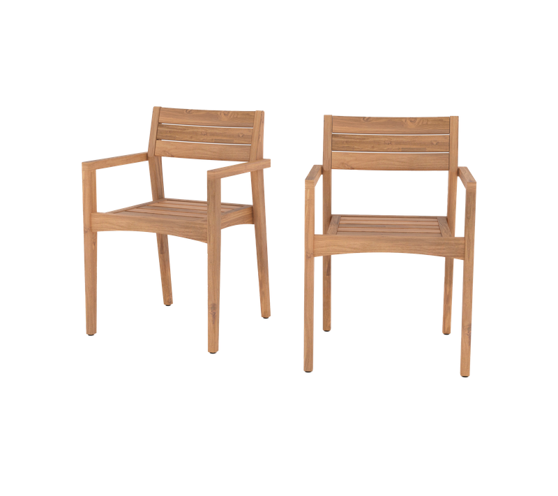 Lot De 2 Chaises De Jardin En Bois De Teck Recyclé - Yogy