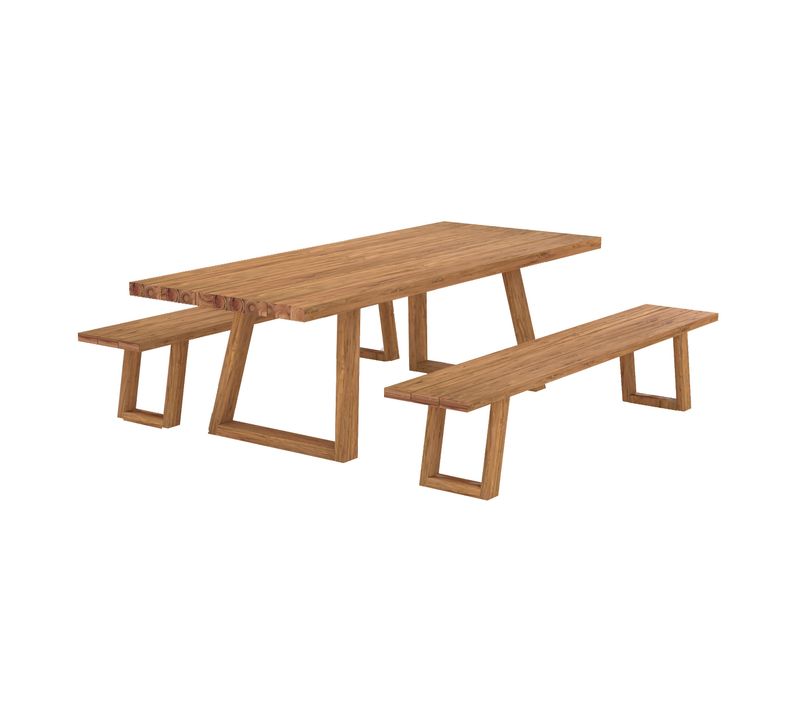 Table Et Bancs De Jardin 10 Personnes En Bois - Luma