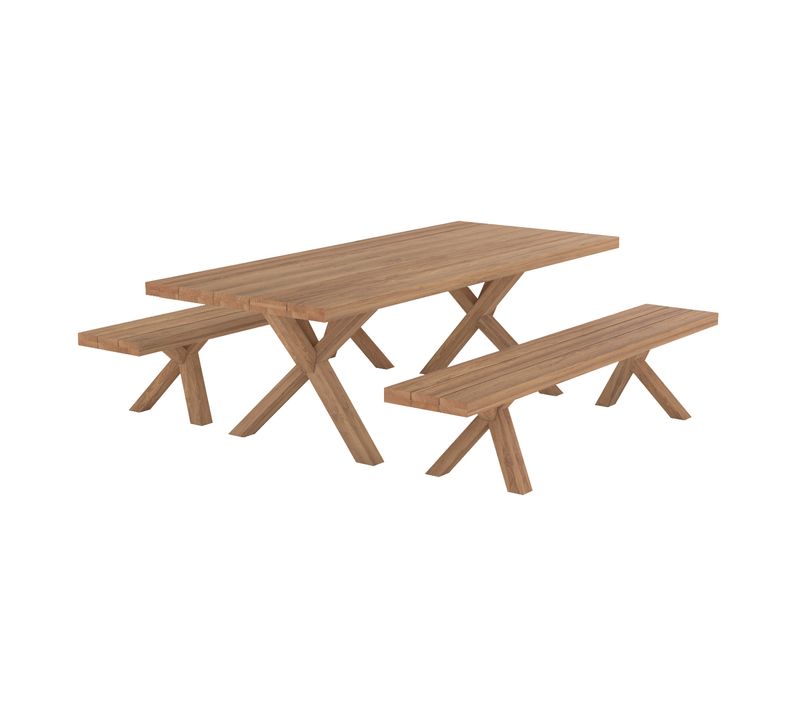 Table Et Bancs De Jardin 10 Personnes En Bois - Soraya