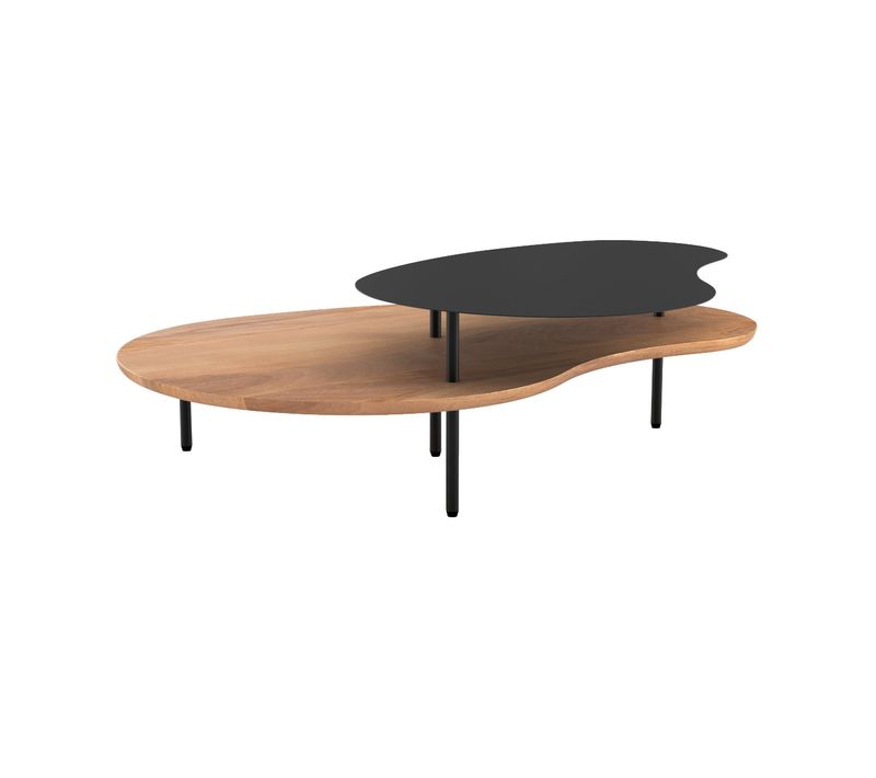 Tables Gigognes En Bois Et Metal Noir (lot De 2) - Moji