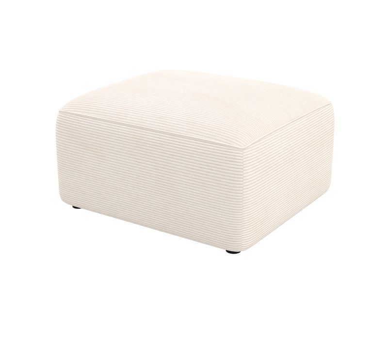 Pouf Rectangulaire Pour Canapé Modulable En Velours Blanc Cassé - Mina