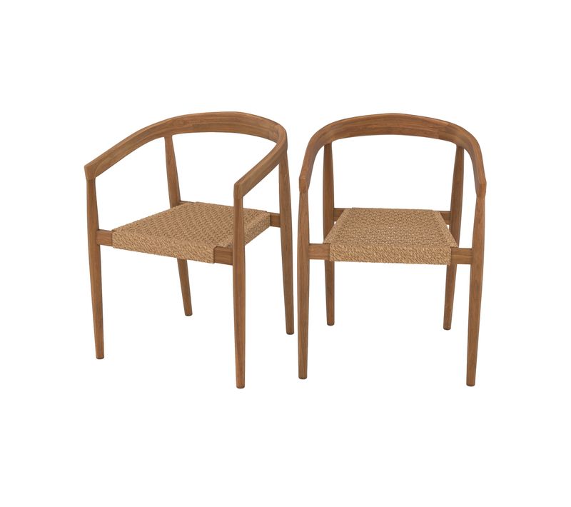 Lot De 2 Chaises De Jardin Empilables En Bois De Teck Vernis - Bali
