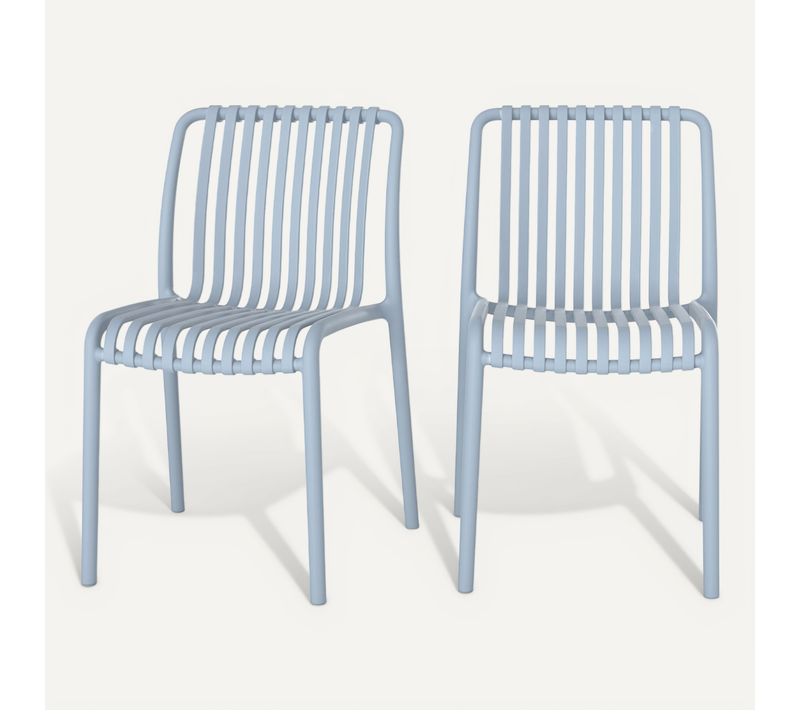 Lot De 2 Chaises De Jardin Empilables En Plastique Bleu Pastel - Duli