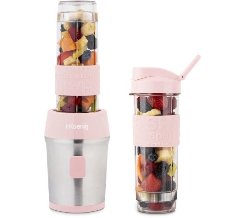 Mini Blender - Smoo12 - 300 W - 570 Ml - Rose Pastel - 2 Gourdes Incluses