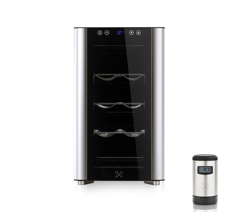 Cave De Service 8 Bouteilles Et Pompe Sous Vide Électrique Pour Vin - Cavs8+wom820