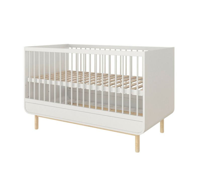 Pack Lit Bébé Évolutif Avec Matelas Sasha   Blanc 70x140 Cm