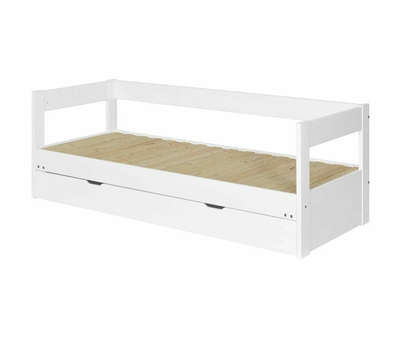 Lit Banquette Gigogne Et Tiroir Ravi   Blanc 80x200 Cm