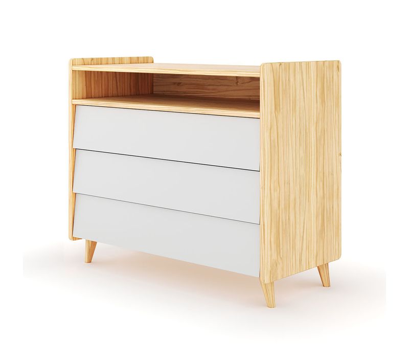 Commode 3 Tiroirs  Peter  Bois Et Blanc