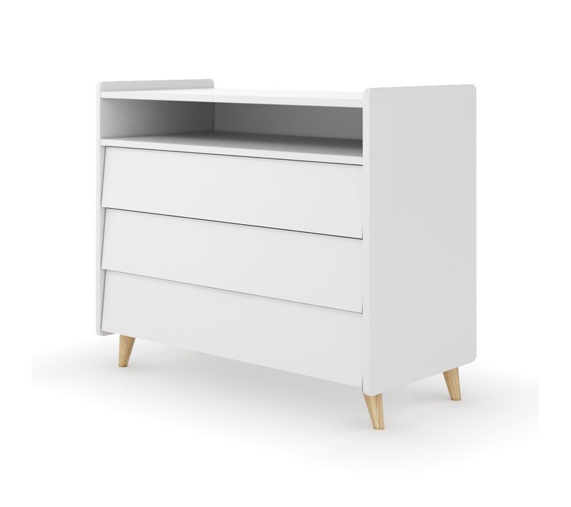 Commode 3 Tiroirs Peter Blanc Et Bois