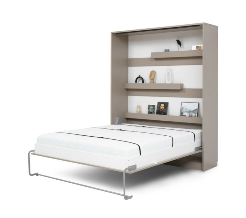 Lit Escamotable Avec Bureau 140x200 Cm Goya  Taupe