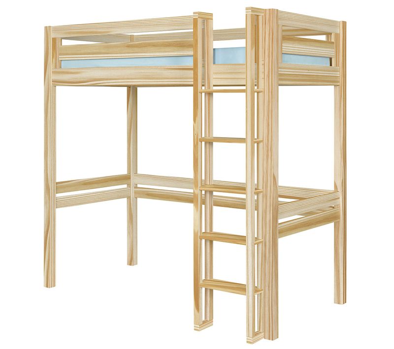 Pack Lit Mezzanine 2 Places Avec Matelas 120x190 Cm Dorsé Bois Naturel