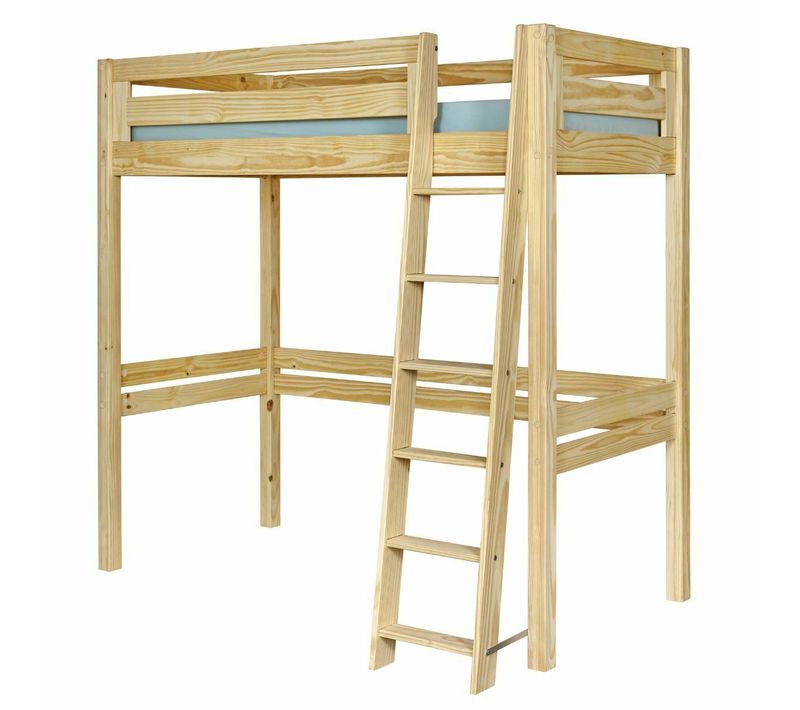 Pack Lit Mezzanine 1 Place Avec Matelas 90x190 Cm Orsai Bois Naturel