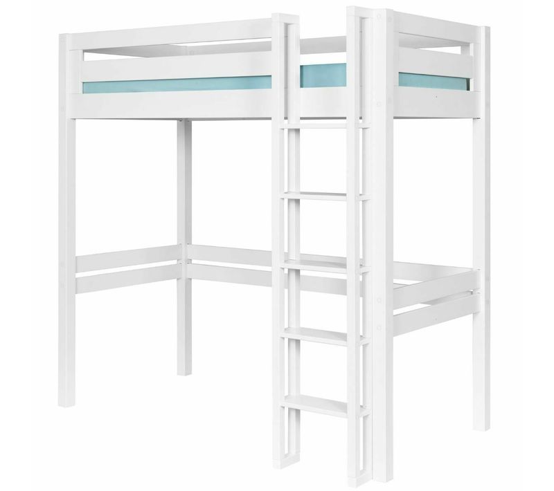 Pack Lit Mezzanine 1 Place Avec Matelas 90x190 Cm Dorsé Blanc