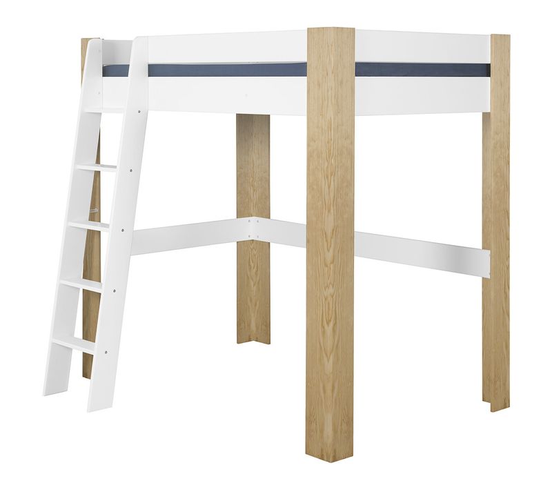 Pack Lit Mezzanine 2 Places Avec Matelas 120x190 Cm Lee Blanc Et Bois