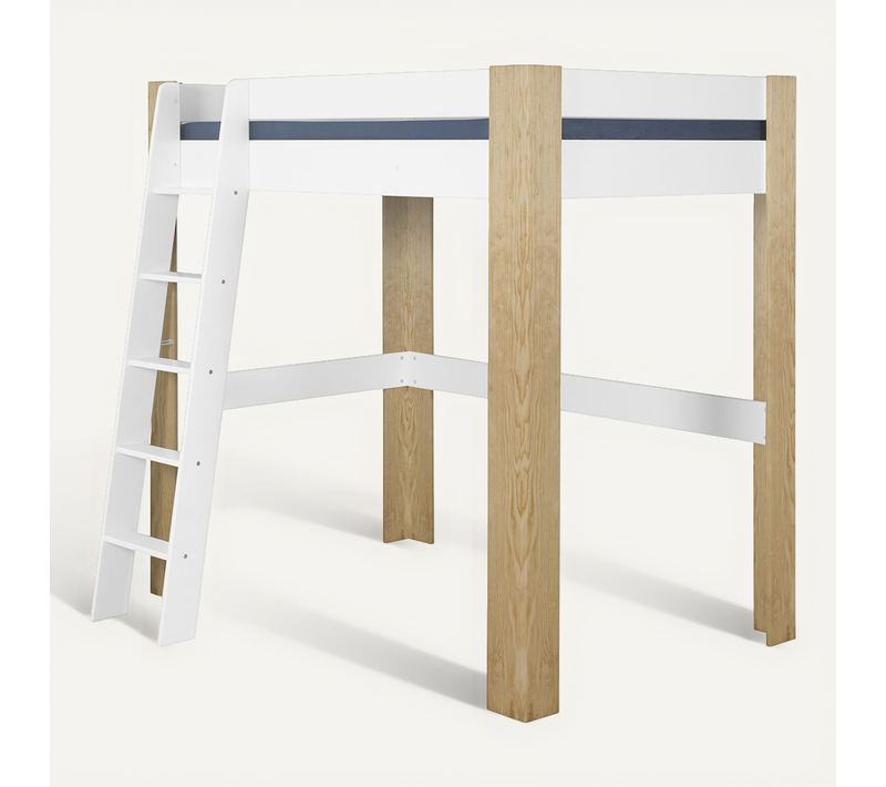 Lit Mezzanine 2 Places Avec Bureau 120x190 Cm Lee Blanc Et Bois