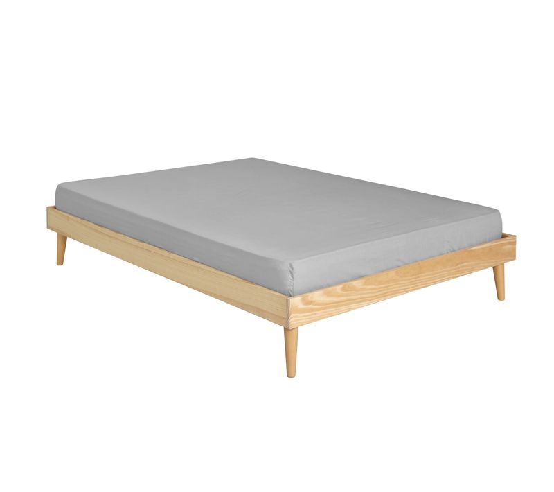 Lit 2 Places Avec Pieds 120x190 Cm Darla Bois Naturel