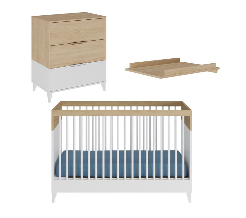 Mini Chambre Bébé 70x130 Cm Dixie  Blanc Et Bois