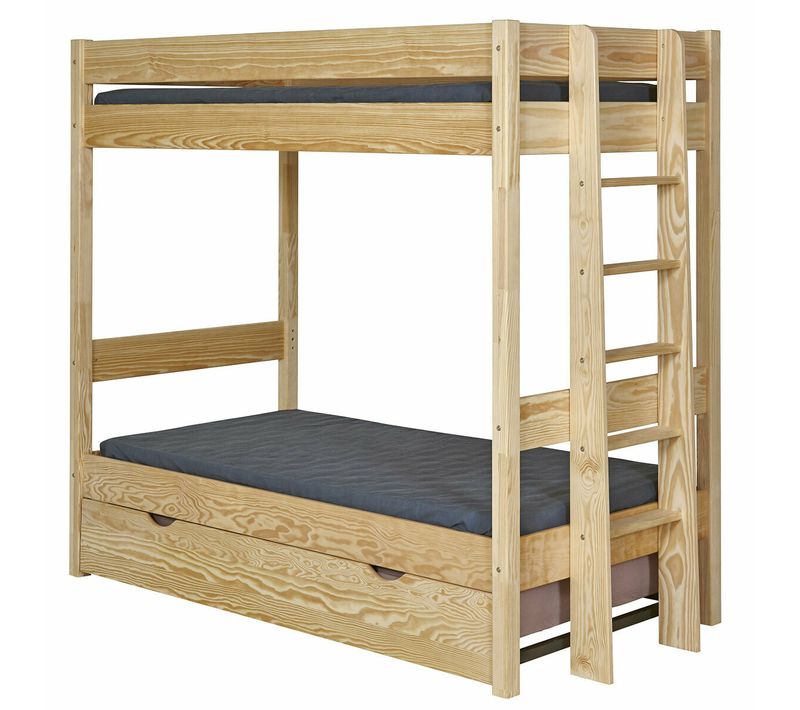 Lit Superposé Gigogne 90x190 Cm Tino  Bois Naturel