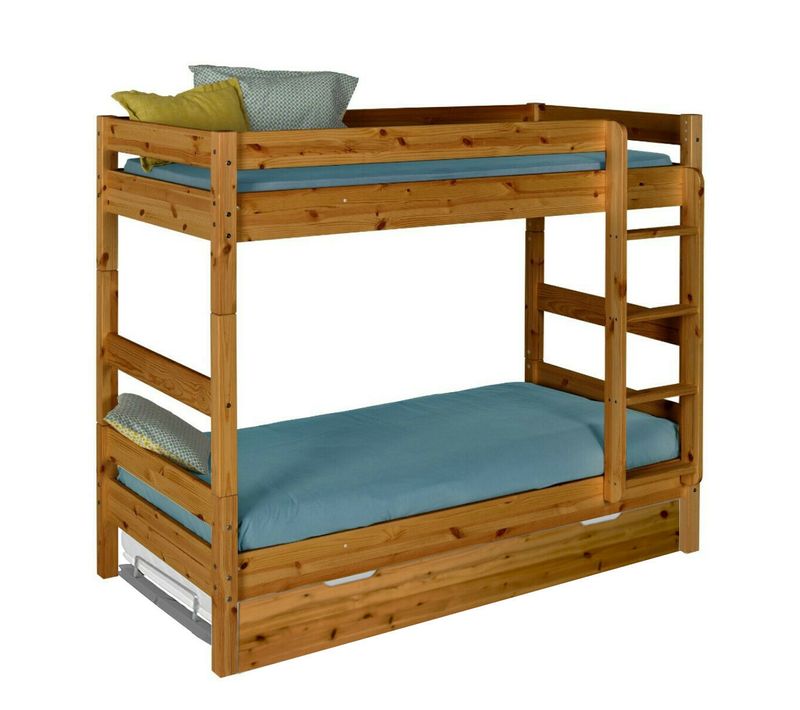 Pack Lit Superposé Séparable Gigogne Avec Matelas 90x190 Cm Aaron  Miel