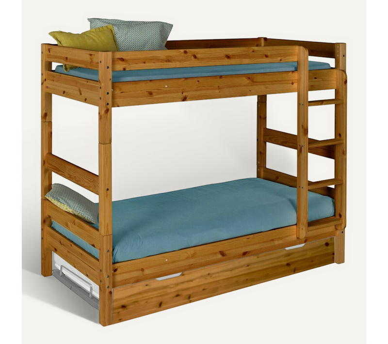 Pack Lit Superposé Séparable Gigogne Avec Matelas 80x190 Cm Aaron Miel
