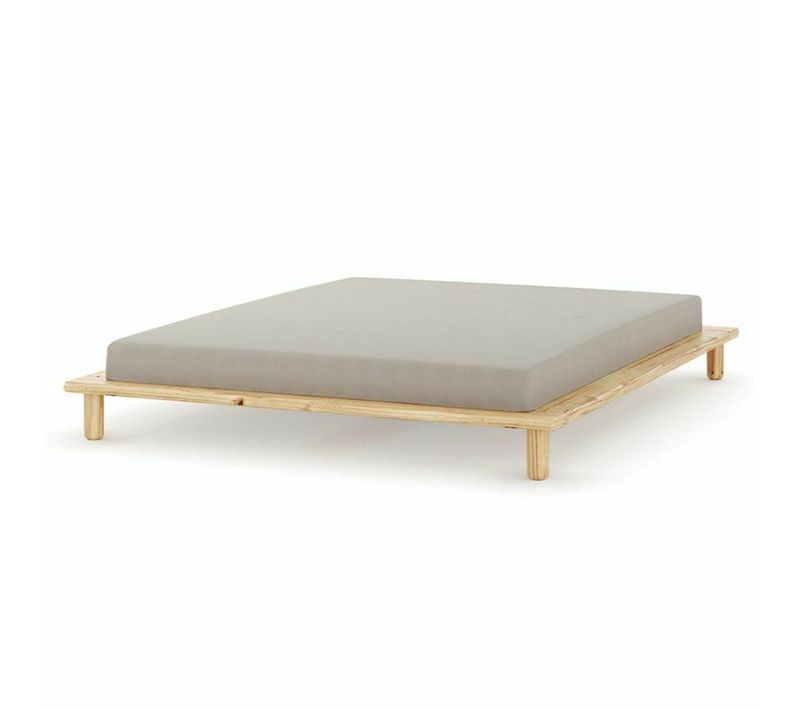 Pack Lit 2 Places Futon Avec Matelas 160x200 Cm Paolo  Bois Naturel