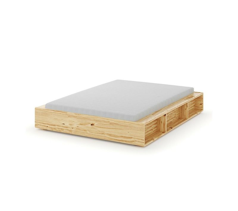 Pack Lit Avec Rangements Et Matelas 140x200 Cm Hoggy  Bois Naturel