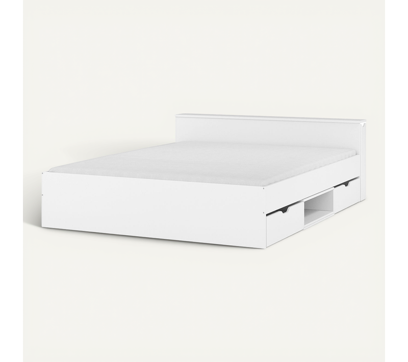 Pack Lit Avec 2 Tiroirs Et Matelas 160x200 Cm Judy Blanc