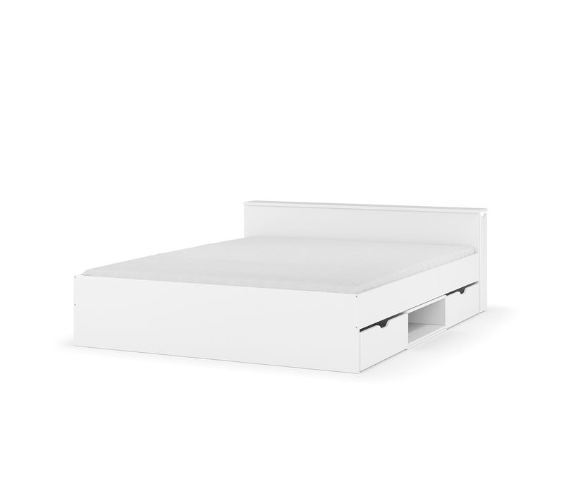 Pack Lit Avec 2 Tiroirs Et Matelas 140x200 Cm Judy  Blanc