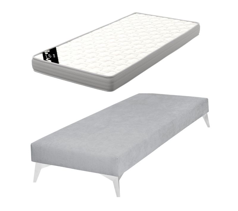 Pack Sommier Tapissier Avec Matelas 80x200 Cm Hocéa Gris