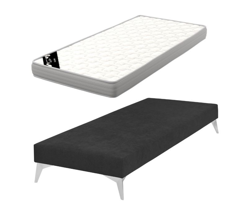 Pack Sommier Tapissier Avec Matelas 70x190 Cm Hocéa Noir