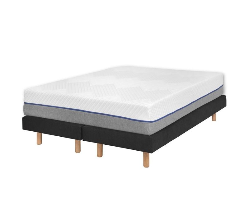 Pack 2 Sommiers Tapissiers Avec Matelas 70x190 Cm Habby Noir