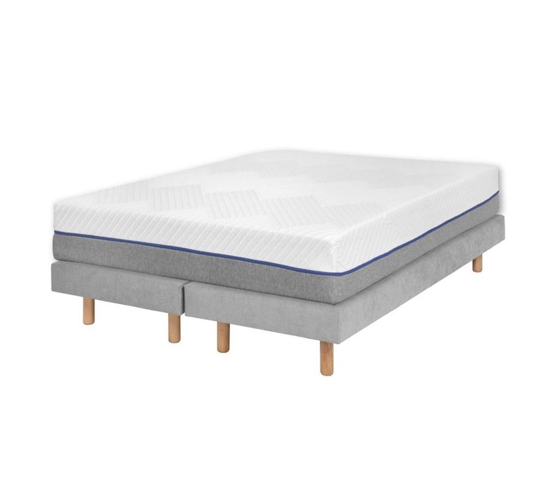 Pack 2 Sommiers Tapissiers Avec Matelas 70x190 Cm Habby Gris
