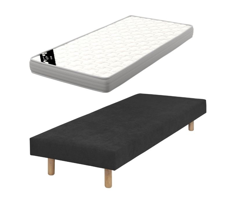 Pack Sommier Tapissier Avec Matelas 70x190 Cm Habby Noir