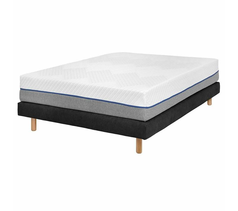 Pack Sommier Tapissier Avec Matelas 140x190 Cm Habby  Noir