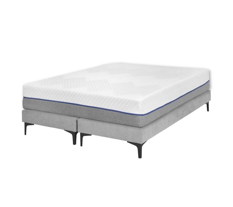 Pack De 2 Sommiers Tapissiers Avec Matelas 70x190 Cm Hiliana Gris