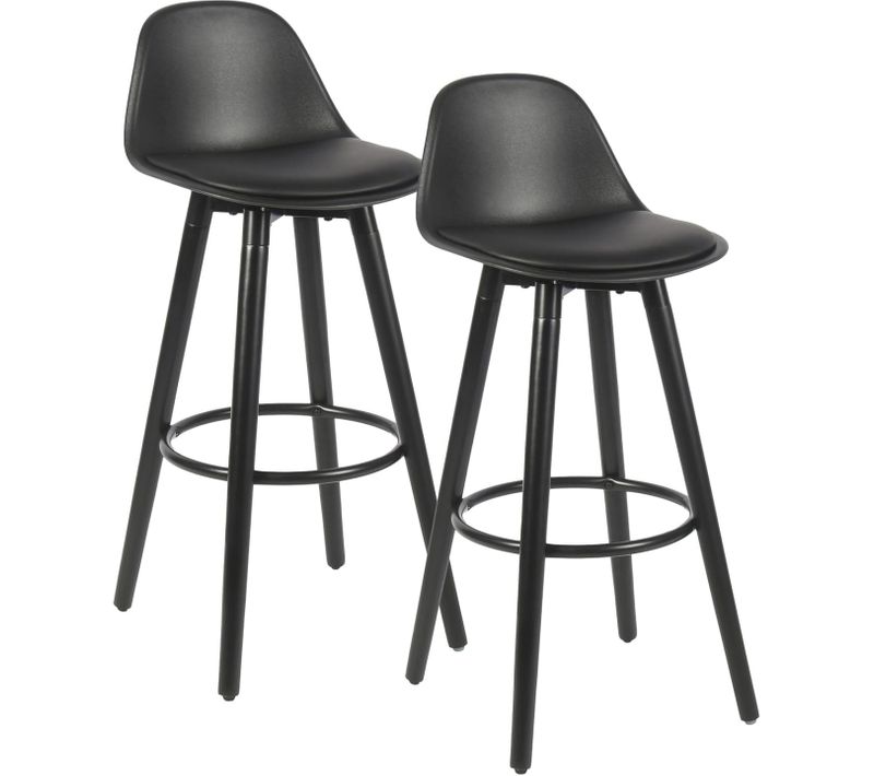 Lot De 2 Tabourets De Bar En Plastique Noir 40 X 35 X 91 Cm