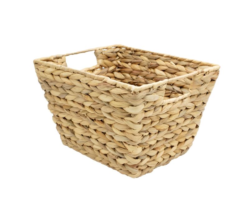 Panier De Rangement Poignées Jacinthe D'eau Naturelle 28 X 23 X 18 Cm