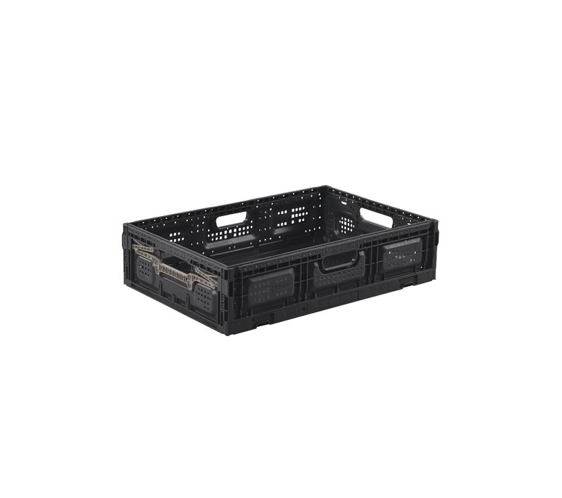 Bac De Rangement Pliable En Plastique Noir 40 X 60 X 15 Cm