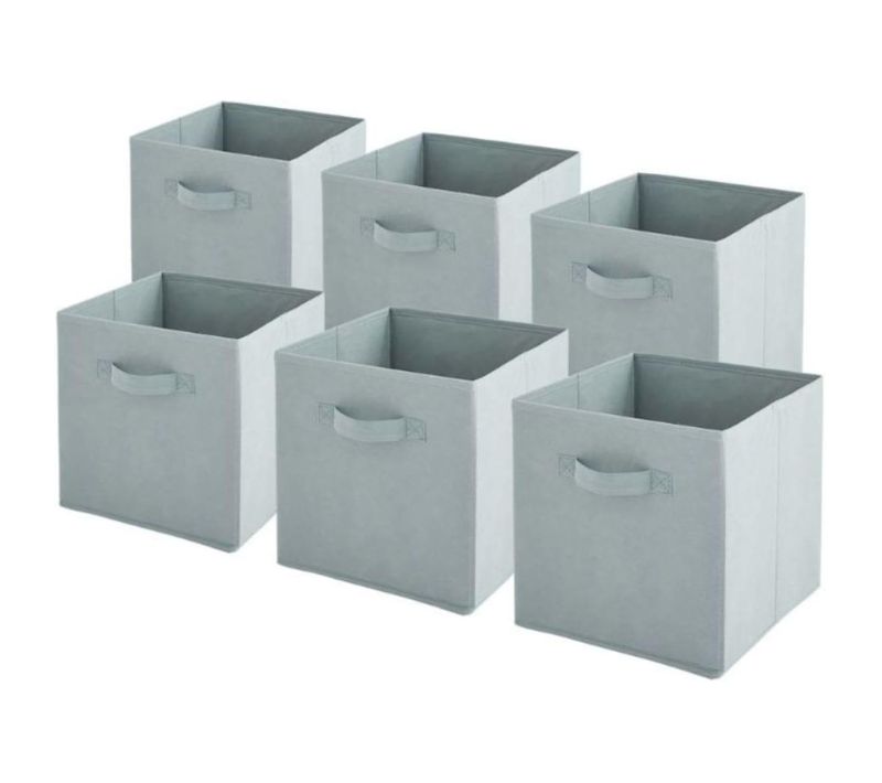 Lot De 6 Paniers Pliables En Tissu Sauge 31 X 31 X 31 Cm