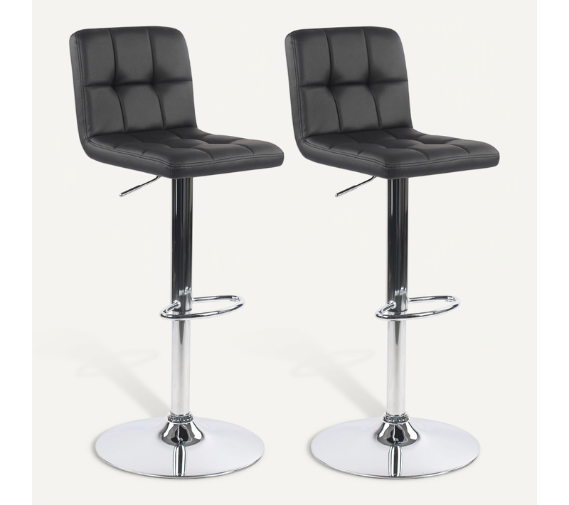 Lot De 2 Tabourets De Bar En Simili Noir 45 X 51 X 88 Cm
