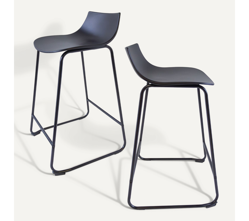 Lot De 2 Tabourets De Bar En Métal Et Plastique Noir 48,5 X 47 X 82 Cm