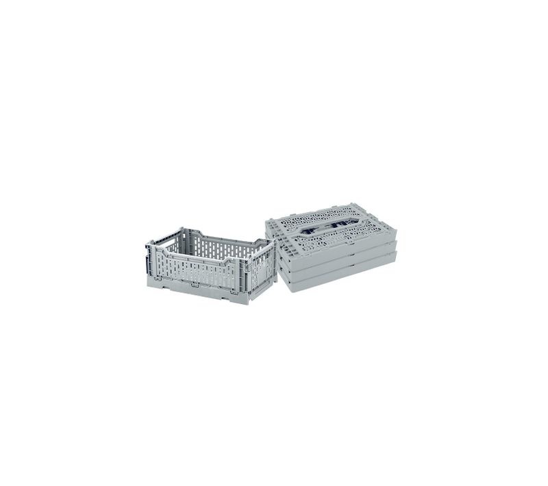 Lot 4 Caisses De Rangement Pliables Plastique Gris 27 X 17 X 10,5 Cm