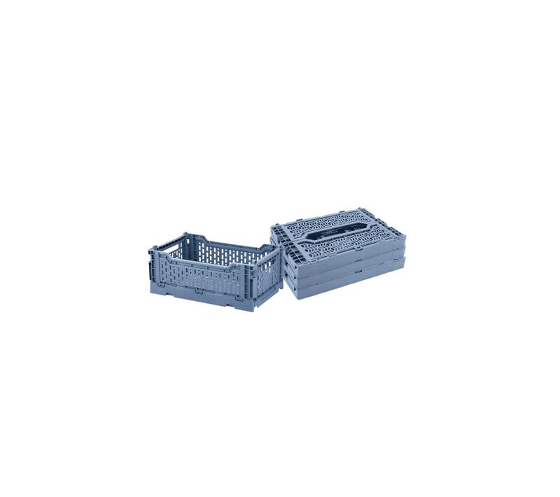 Lot 4 Caisses De Rangement Pliables Plastique Bleu 27 X 17 X 10,5 Cm