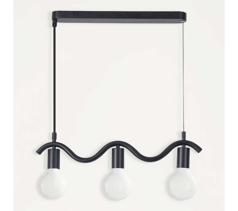 Suspension Wama 3 Ampoules En Métal Noir