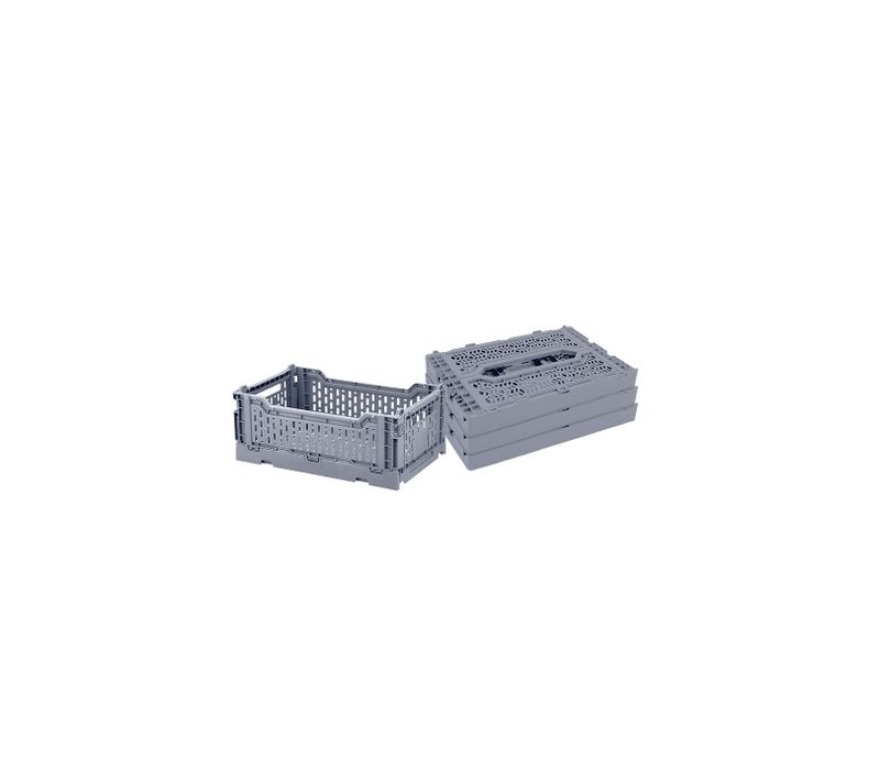 Lot 4 Caisses De Rangement Pliables Plastique Gris 27 X 17 X 10,5 Cm