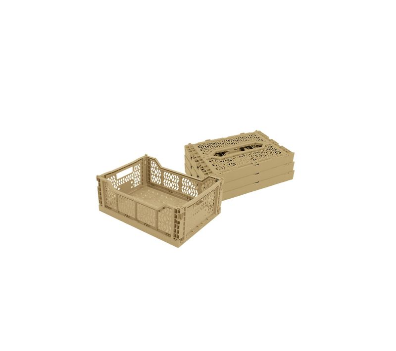 Lot 4 Caisses De Rangement Pliables Plastique Jaune 40 X 30 X 15 Cm