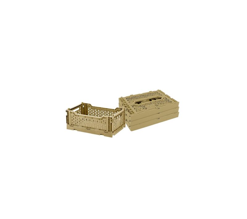 Lot 4 Caisses De Rangement Pliables Plastique Jaune 27 X 17 X 10,5 Cm