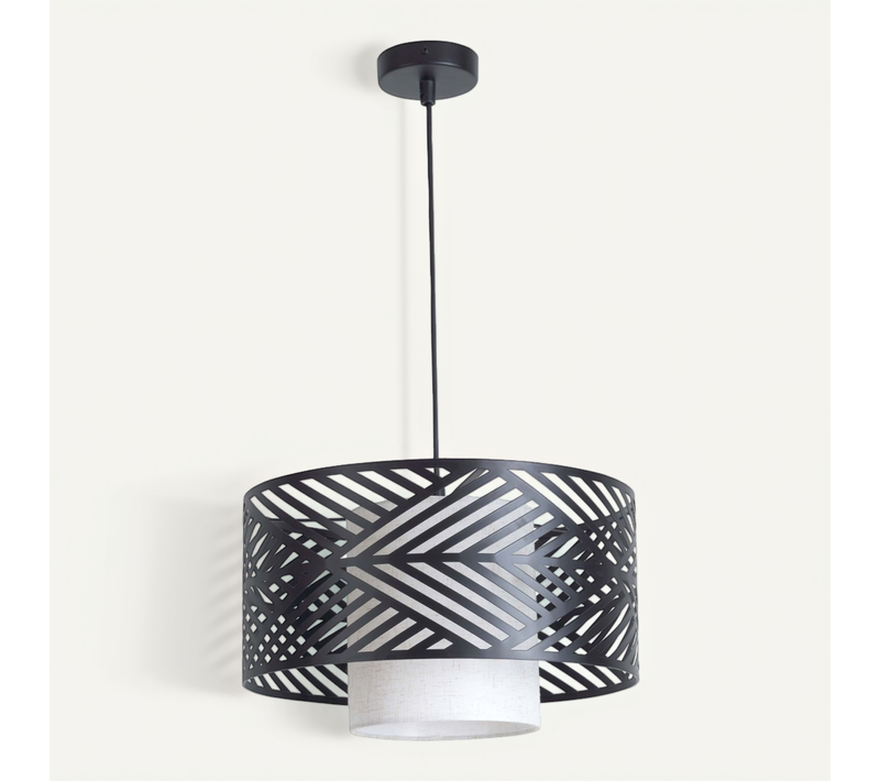 Suspension Trixi En Métal Noir Et Tissu Blanc